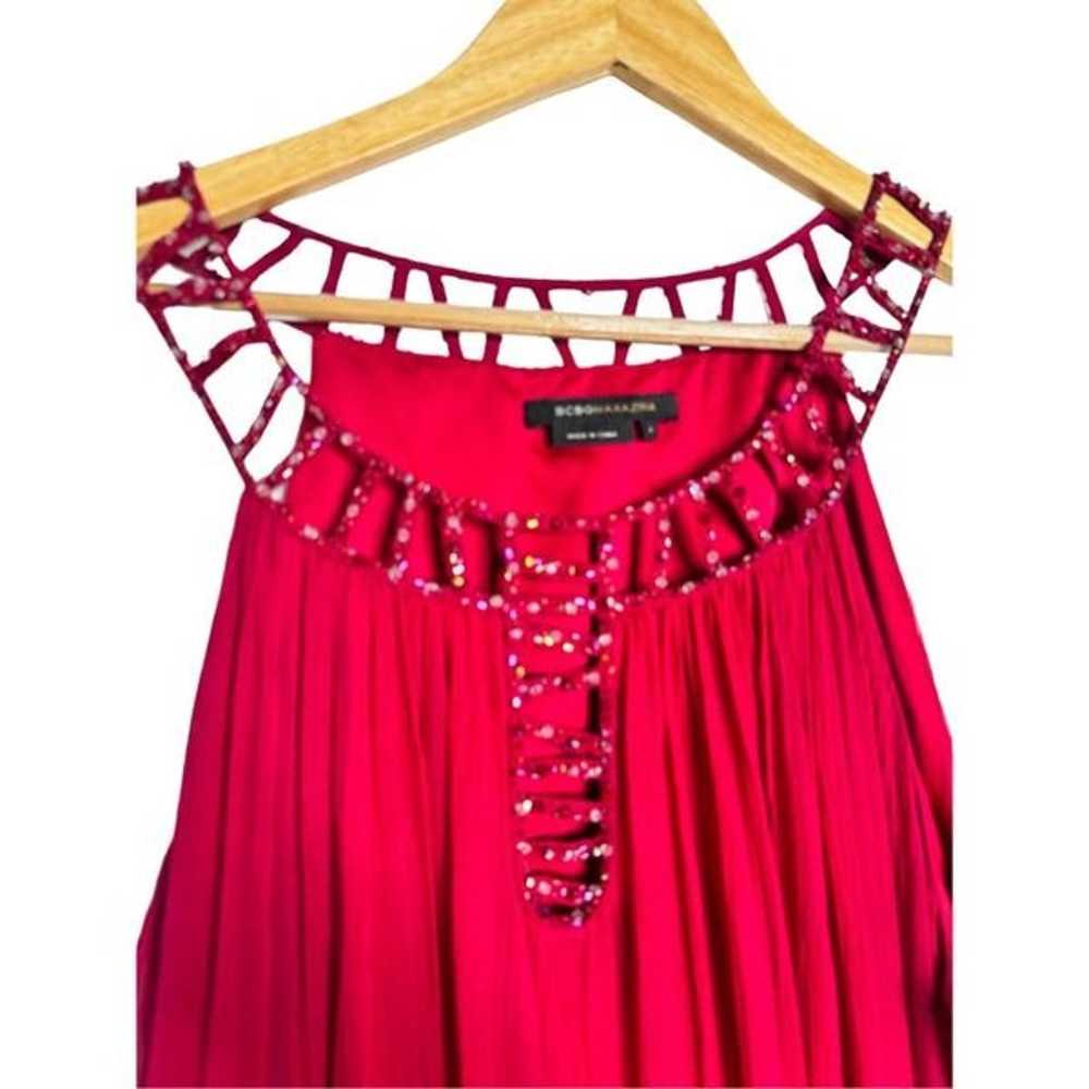 BCBG red silk beaded mini dress sz 8 - image 2