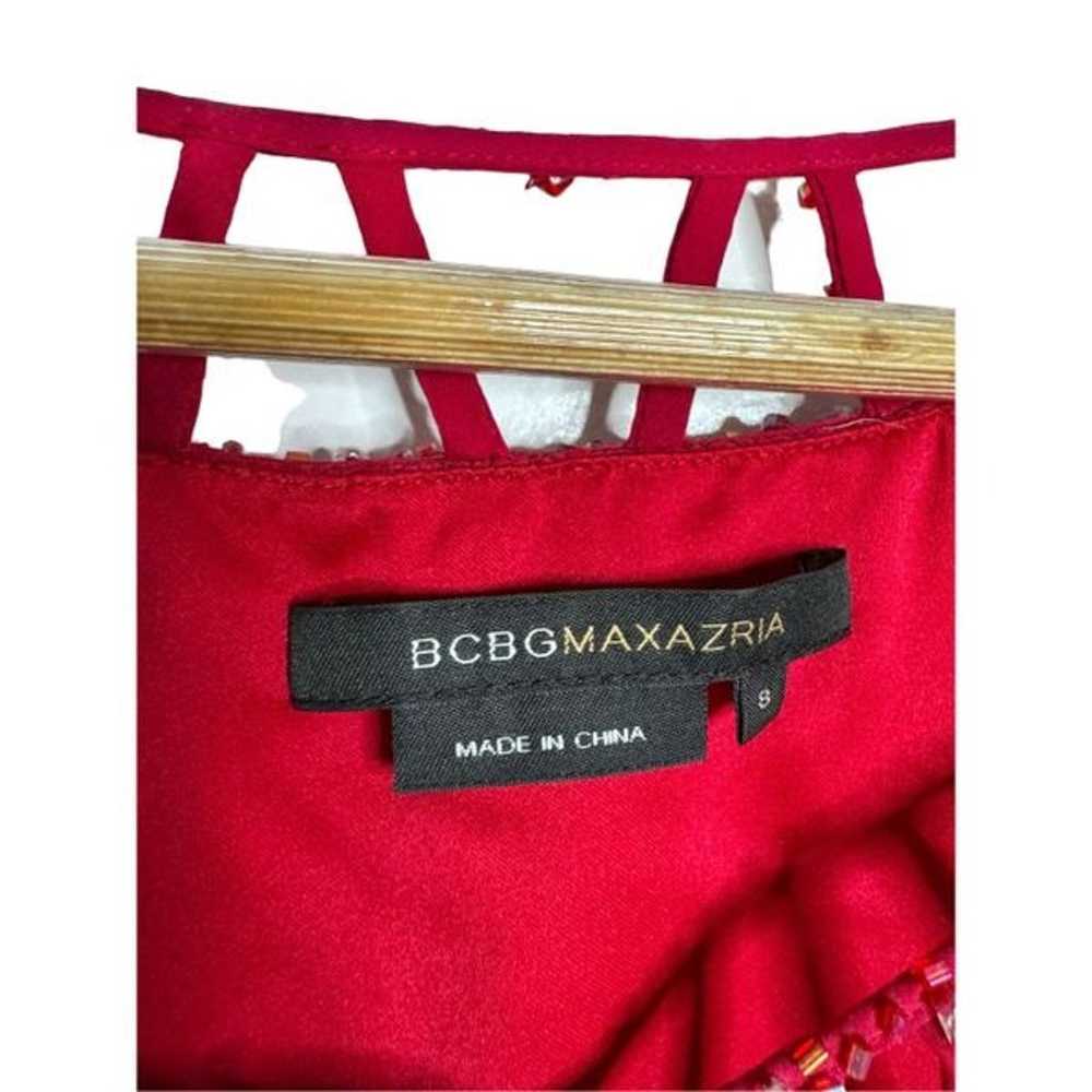 BCBG red silk beaded mini dress sz 8 - image 3
