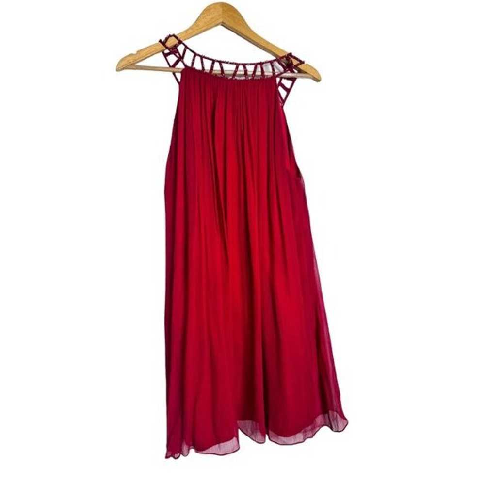 BCBG red silk beaded mini dress sz 8 - image 4