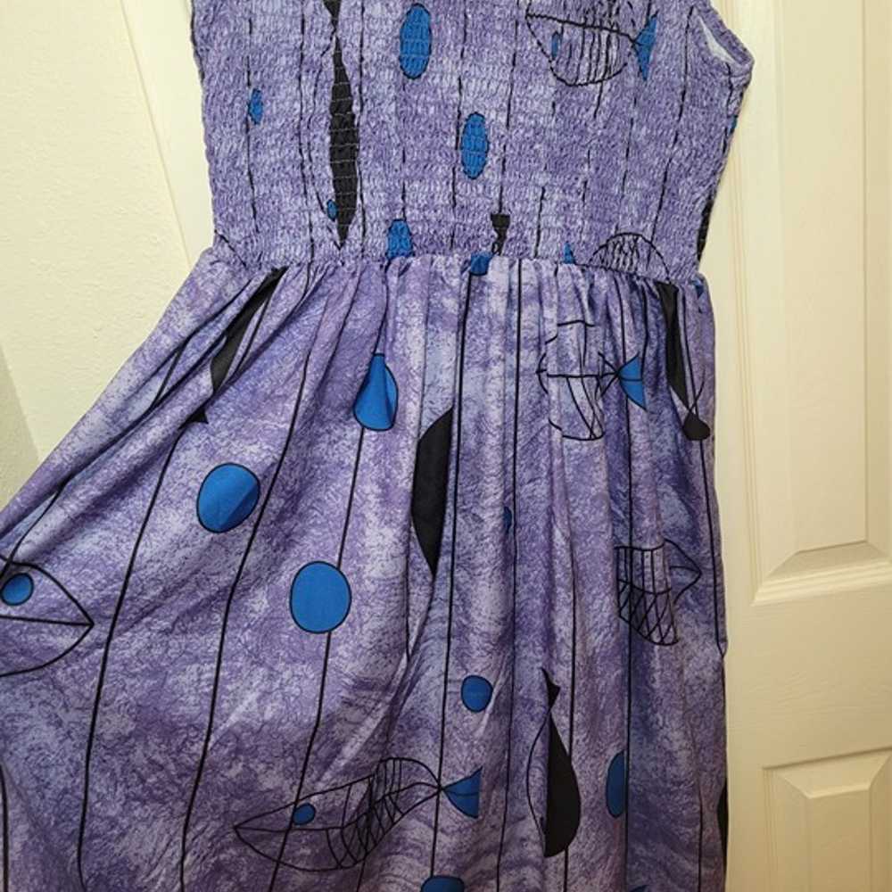 Karetta Dress -Sleeveless Fit and Flow Fish Print… - image 2