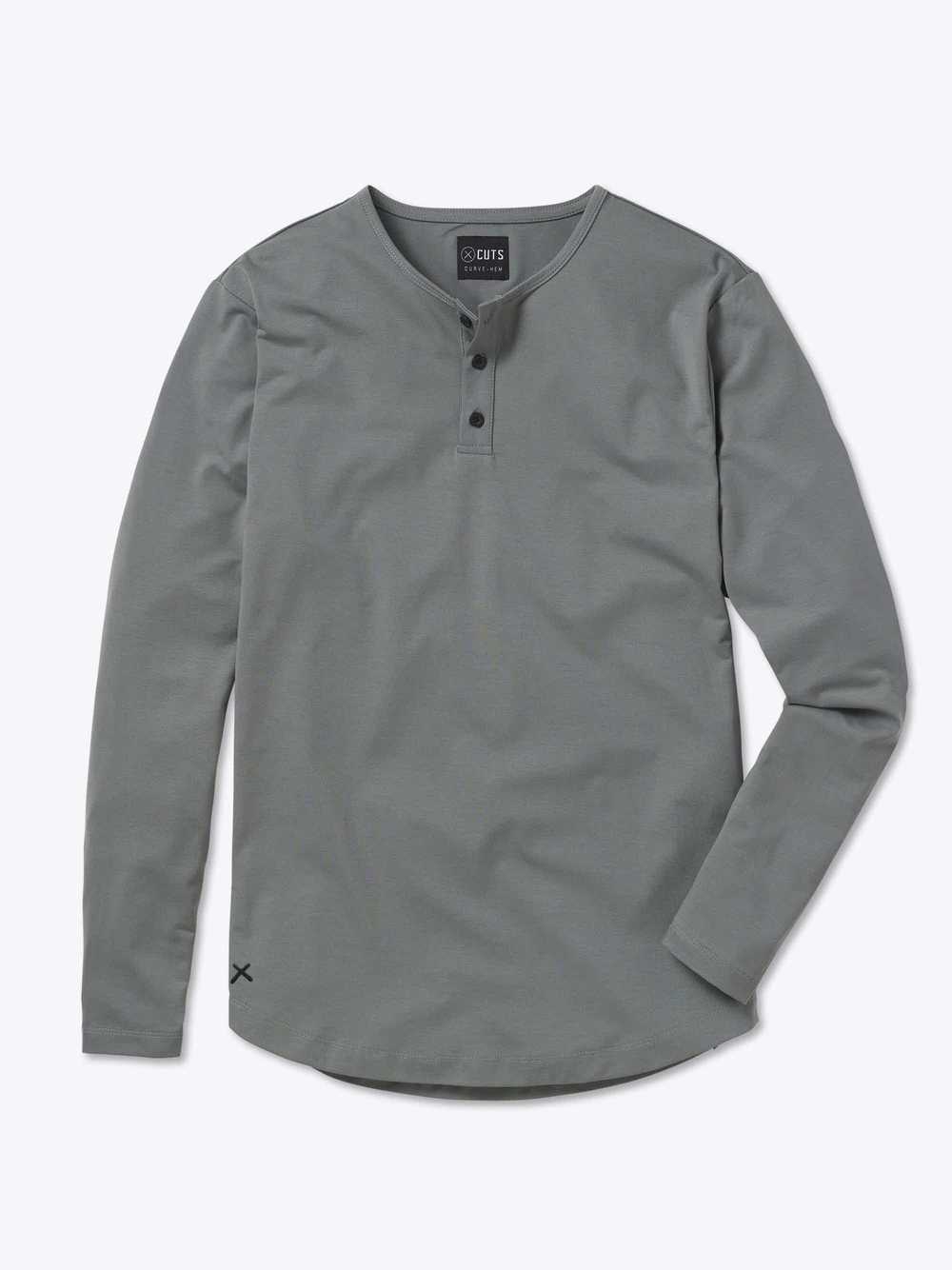 CUTS AO Long Sleeve Henley Curve-Hem | Sage Signa… - image 1