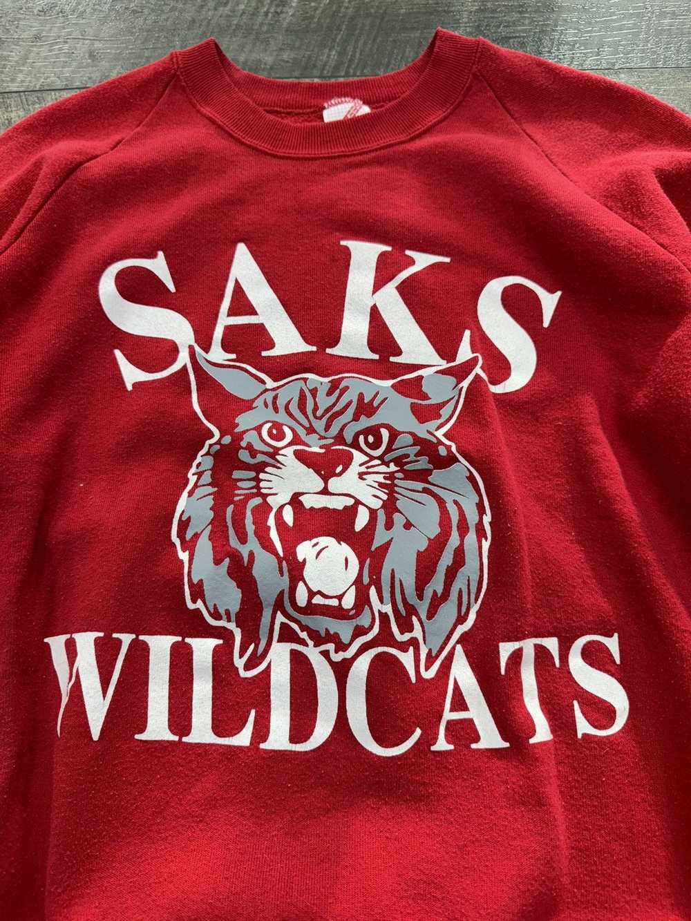 Vintage VTG 80’s Saks Wildcats Team Sweatshirt (L) - image 2