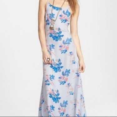 Free People blue floral maxi low back spaghetti st