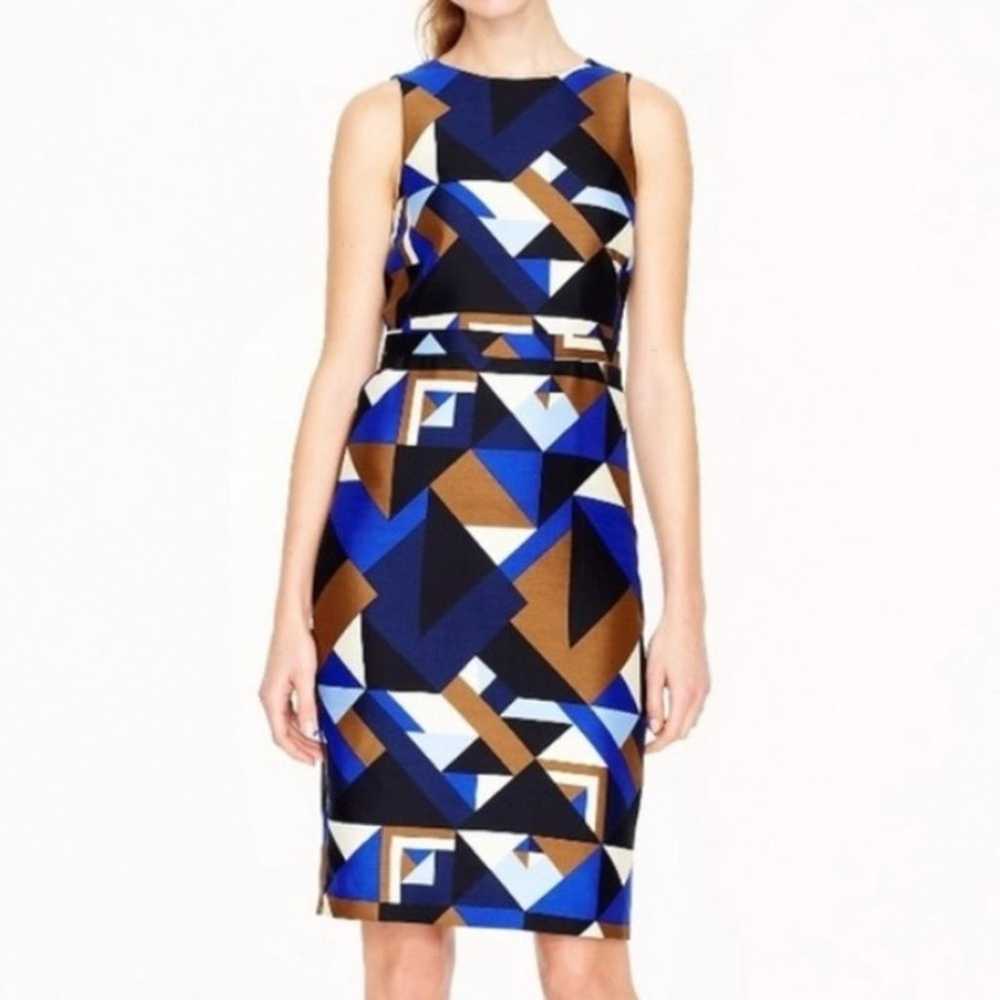 J Crew Collection cubist abstract dress wool silk… - image 1