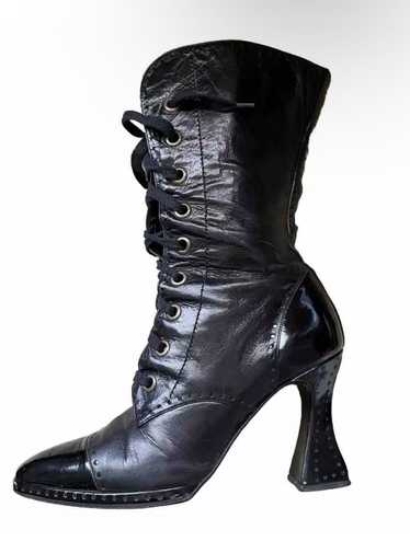 Chanel Chanel Boots 37.5 Black Leather Vintage Han