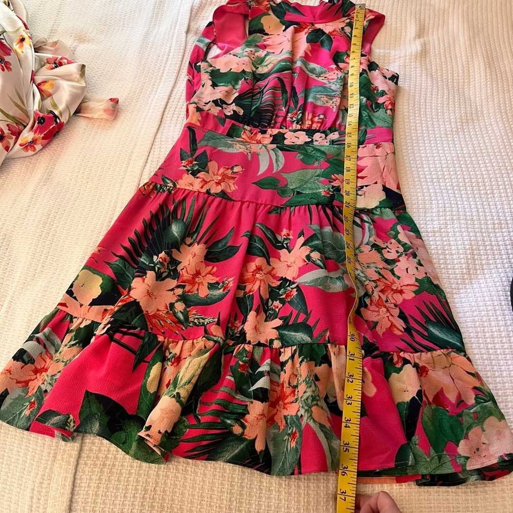 ELIZA J Floral Flounce Hem Mini Dress Hot Pink Mi… - image 12