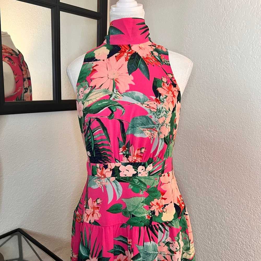 ELIZA J Floral Flounce Hem Mini Dress Hot Pink Mi… - image 4