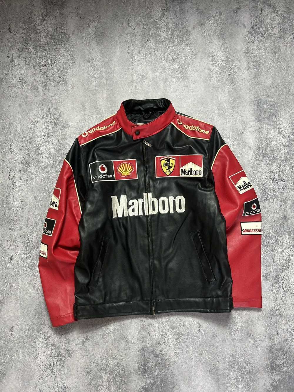 Leather × Marlboro × Racing Vintage Leather Jacke… - image 1
