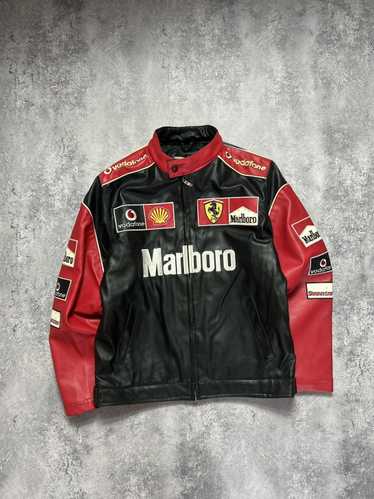Leather × Marlboro × Racing Vintage Leather Jacke… - image 1