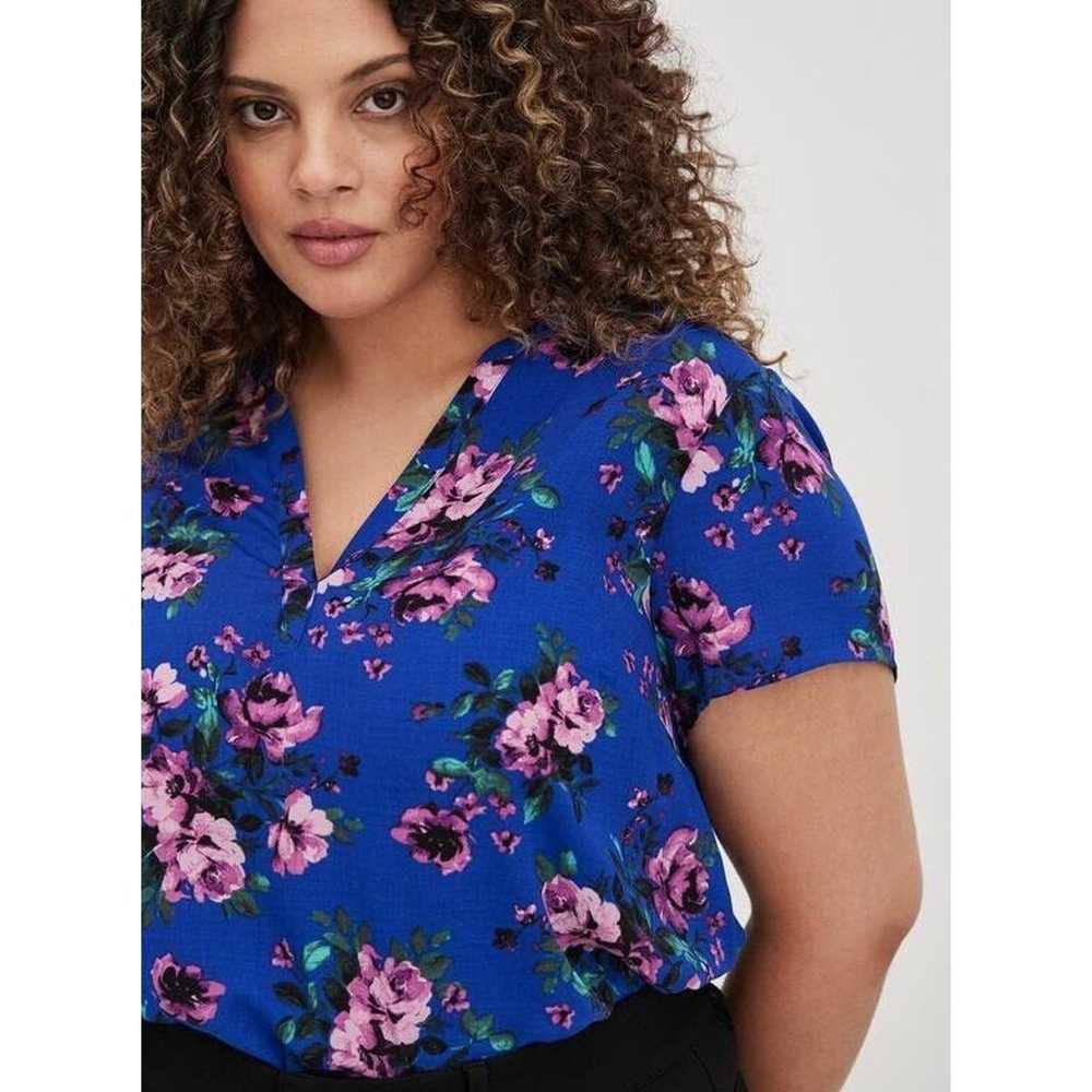 Other Torrid Womens Blouse Sz 0 L 12 Blue Floral … - image 4