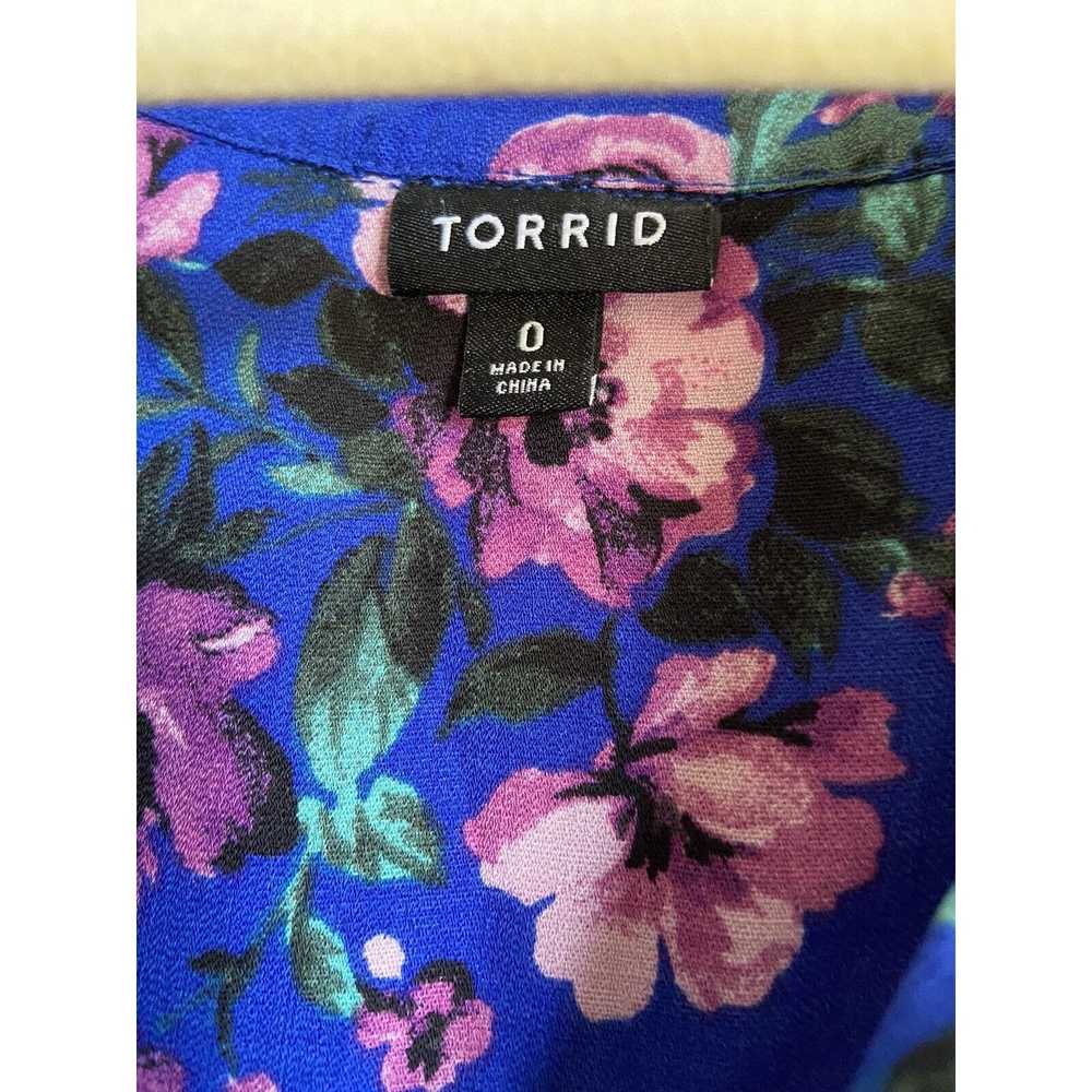 Other Torrid Womens Blouse Sz 0 L 12 Blue Floral … - image 7