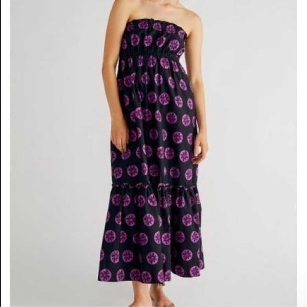 Free People Leanna Tube Dress In Black Combo Purp… - image 1