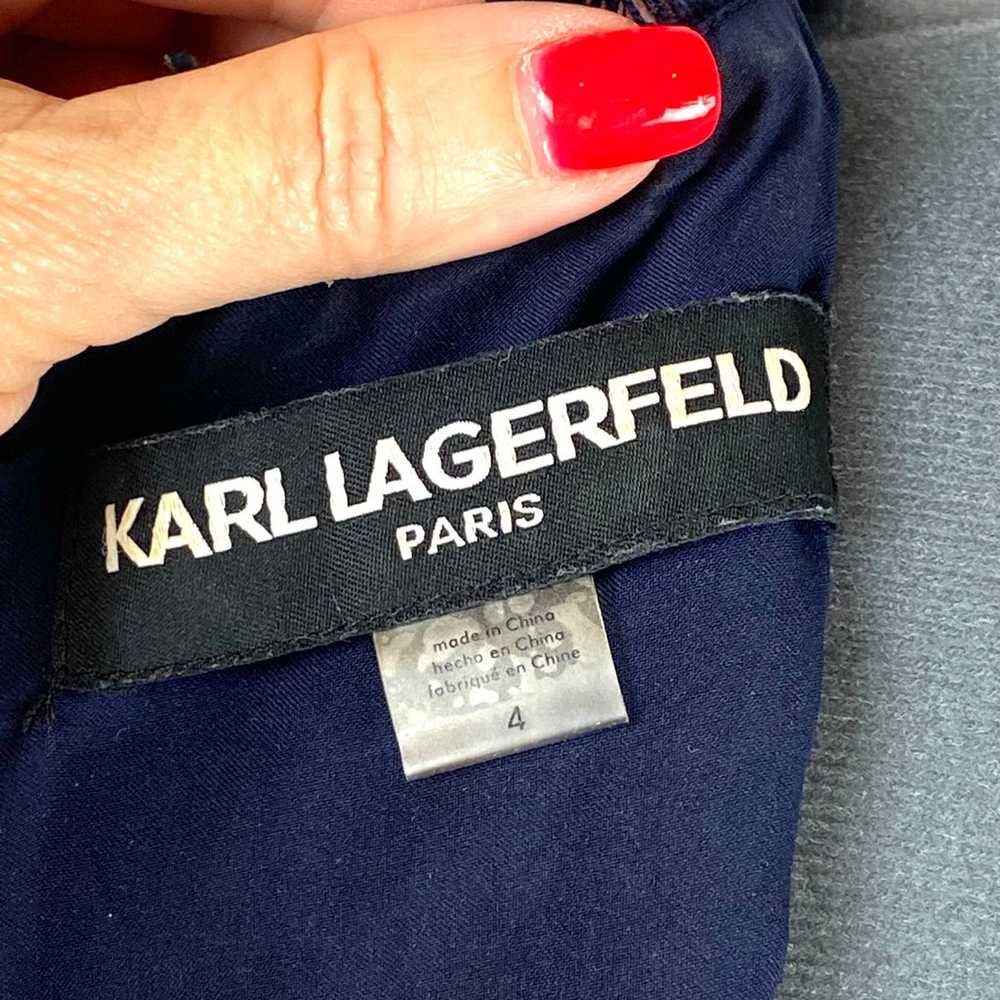 Karl Lagerfeld Navy tweed sleeveless sheath dress… - image 6