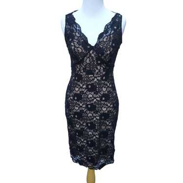 BCBGMaxAzria Lynnette Sheath Dress Black Lace Ove… - image 1