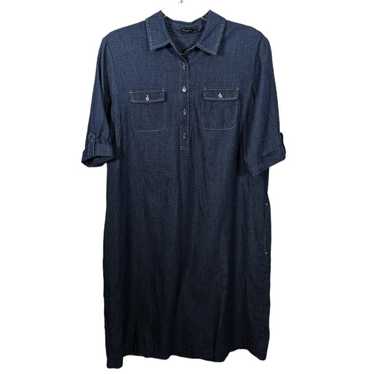 J. McLaughlin Chambray Shirt Dress Short Sleeve T… - image 1