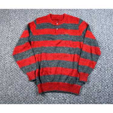 Henleys VTG Preppy Fuzzy Striped Pattern Henley S… - image 1