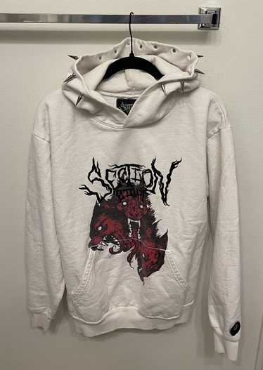 Section 8 CERBERUS HEAVY WEIGHT WHITE SPIKE HOODIE