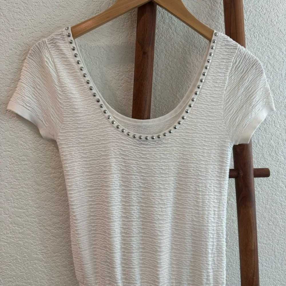 SANDRO Textured Knit Short Sleeve Dress Silver St… - image 2