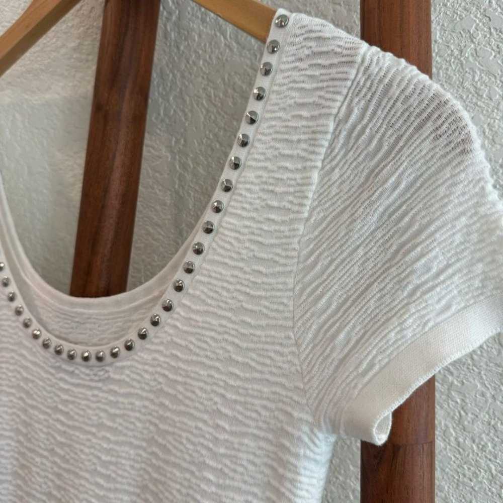 SANDRO Textured Knit Short Sleeve Dress Silver St… - image 3