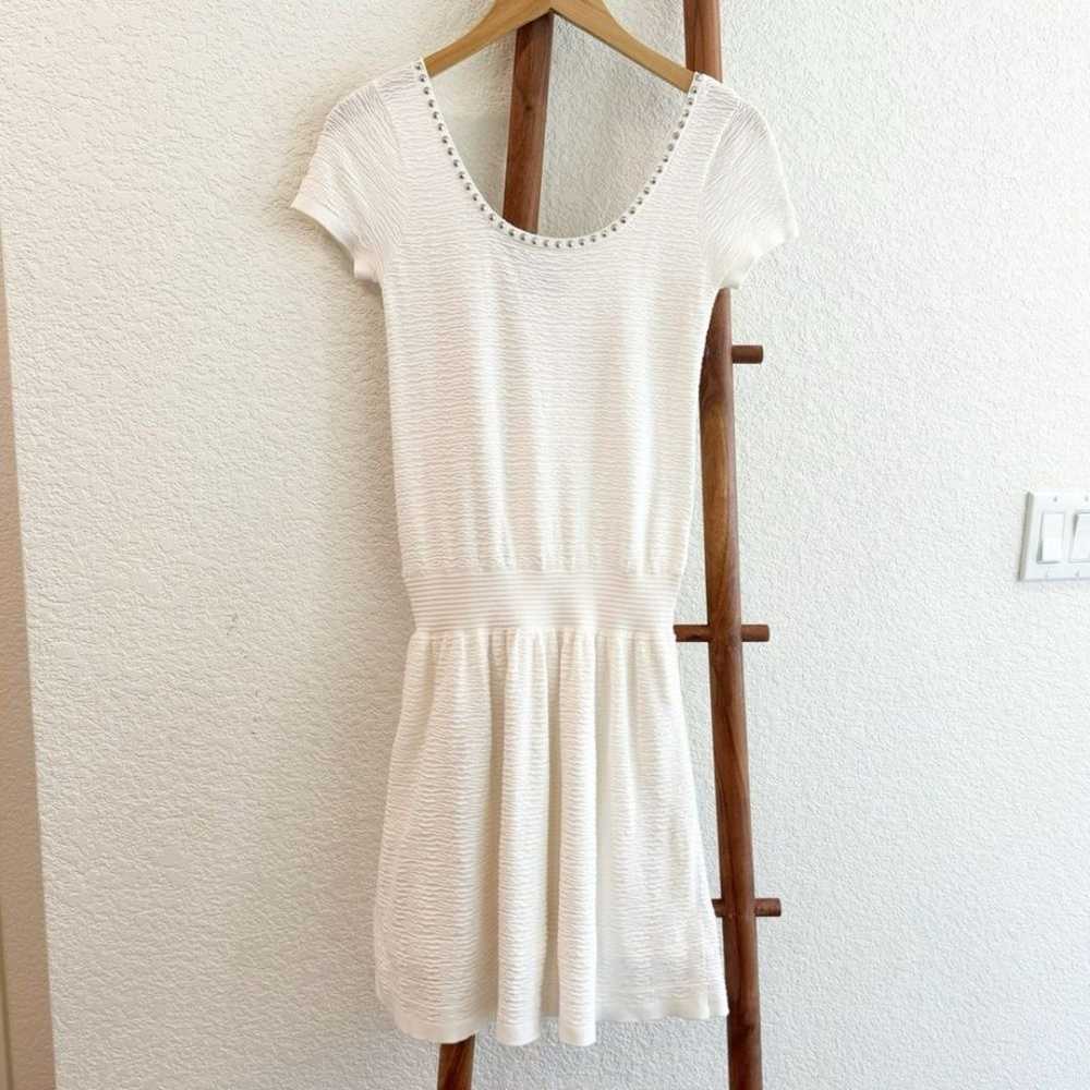 SANDRO Textured Knit Short Sleeve Dress Silver St… - image 8