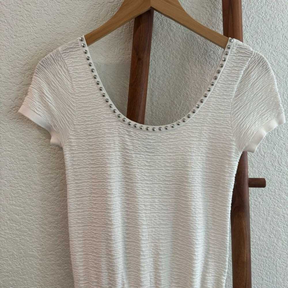 SANDRO Textured Knit Short Sleeve Dress Silver St… - image 9