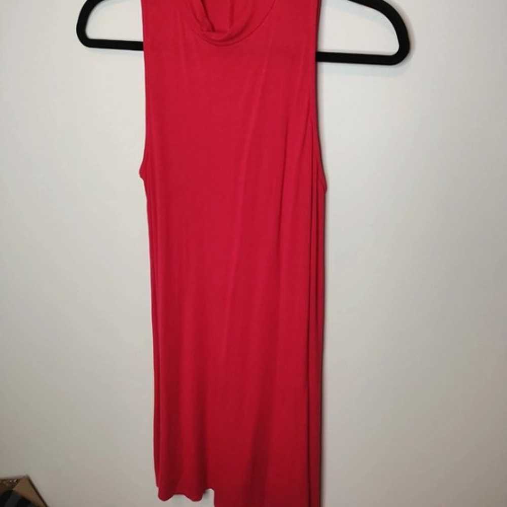 red mock neck sleeveless dress - image 1