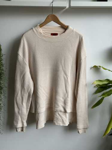 424 On Fairfax Waffle Double Layer Sweater