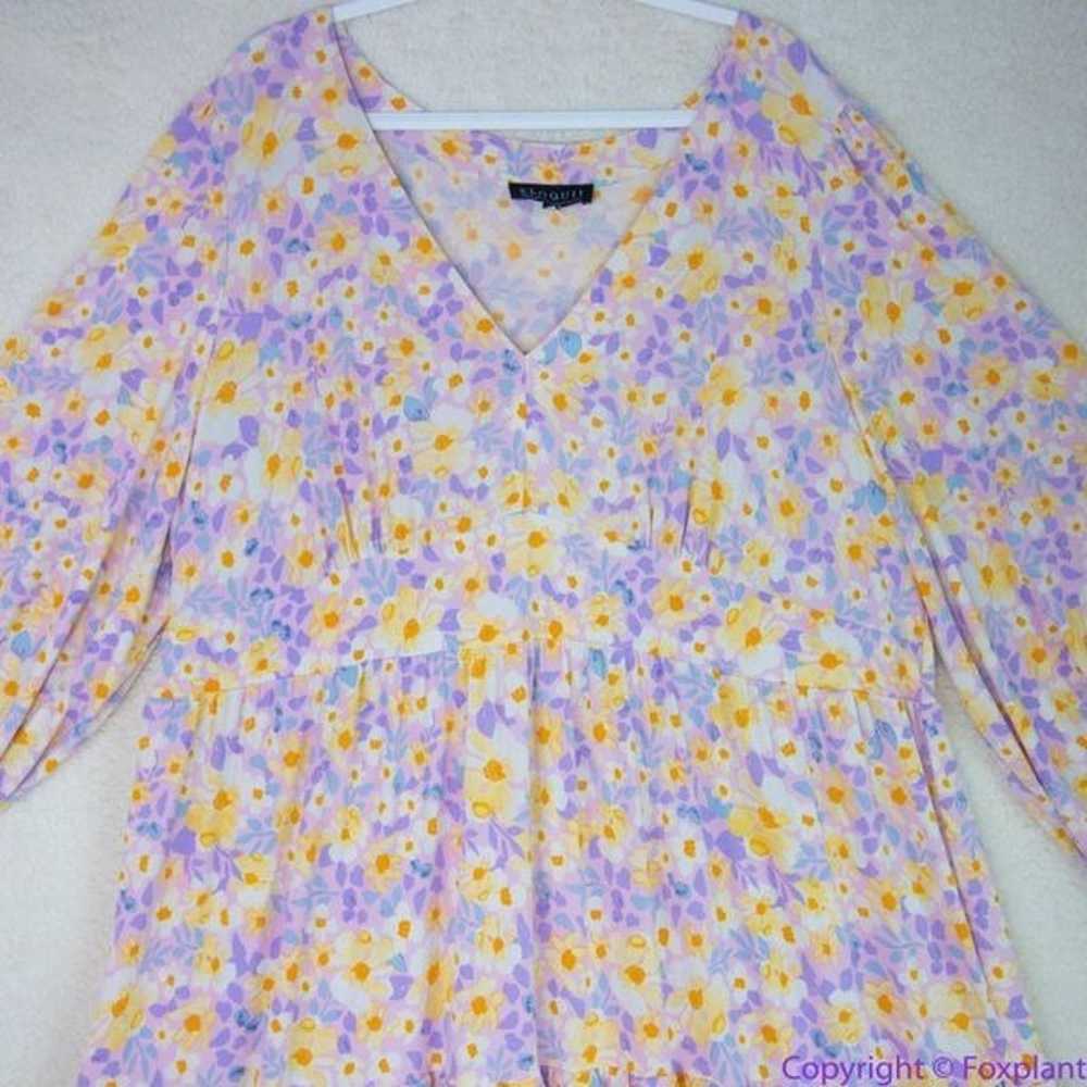 Eloquii Pastel Floral Print Tiered Maxi Dress, si… - image 2