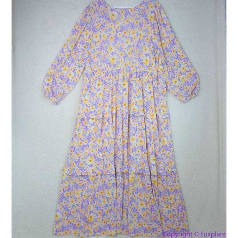 Eloquii Pastel Floral Print Tiered Maxi Dress, si… - image 4