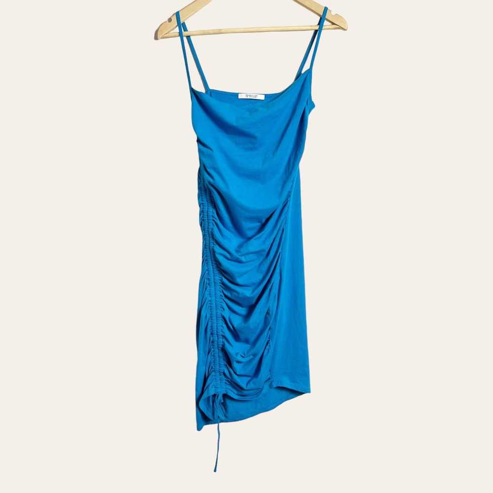 Derek Lam 10 Crosby Blue Ruched Asymmetric Sleeve… - image 1
