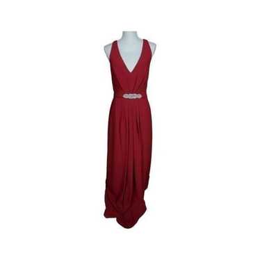 Jenny Packham Gown Size 10 Burgundy Rhinestones P… - image 1