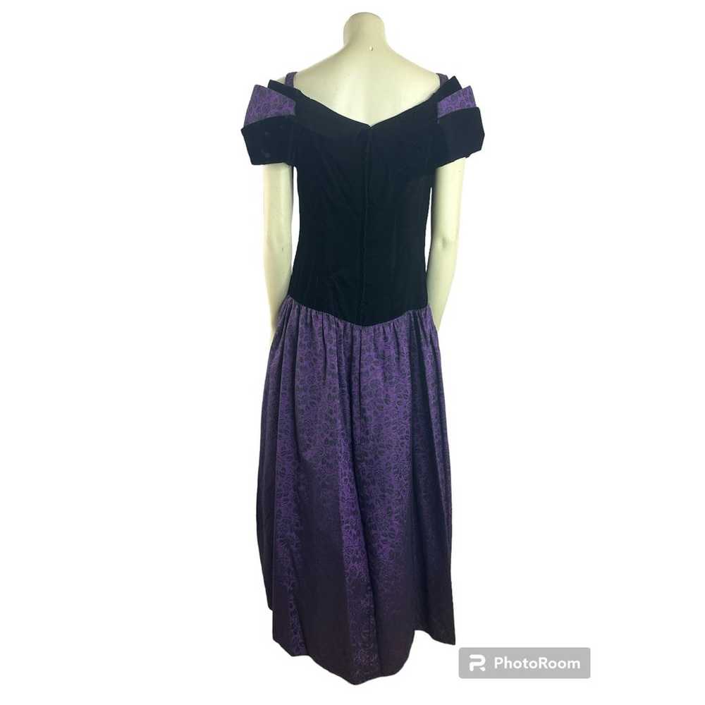 1980's vintage prom dress purple velvet and black… - image 6