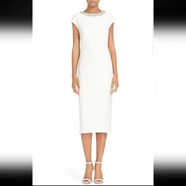 Ted Baker Deliah Embroidered Neck Midi Dress White