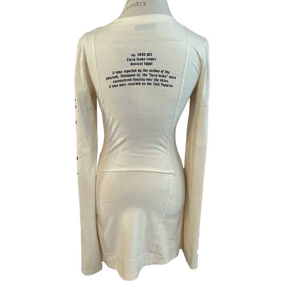 Hmn alns graphic tee dress slit long sleeve white… - image 2