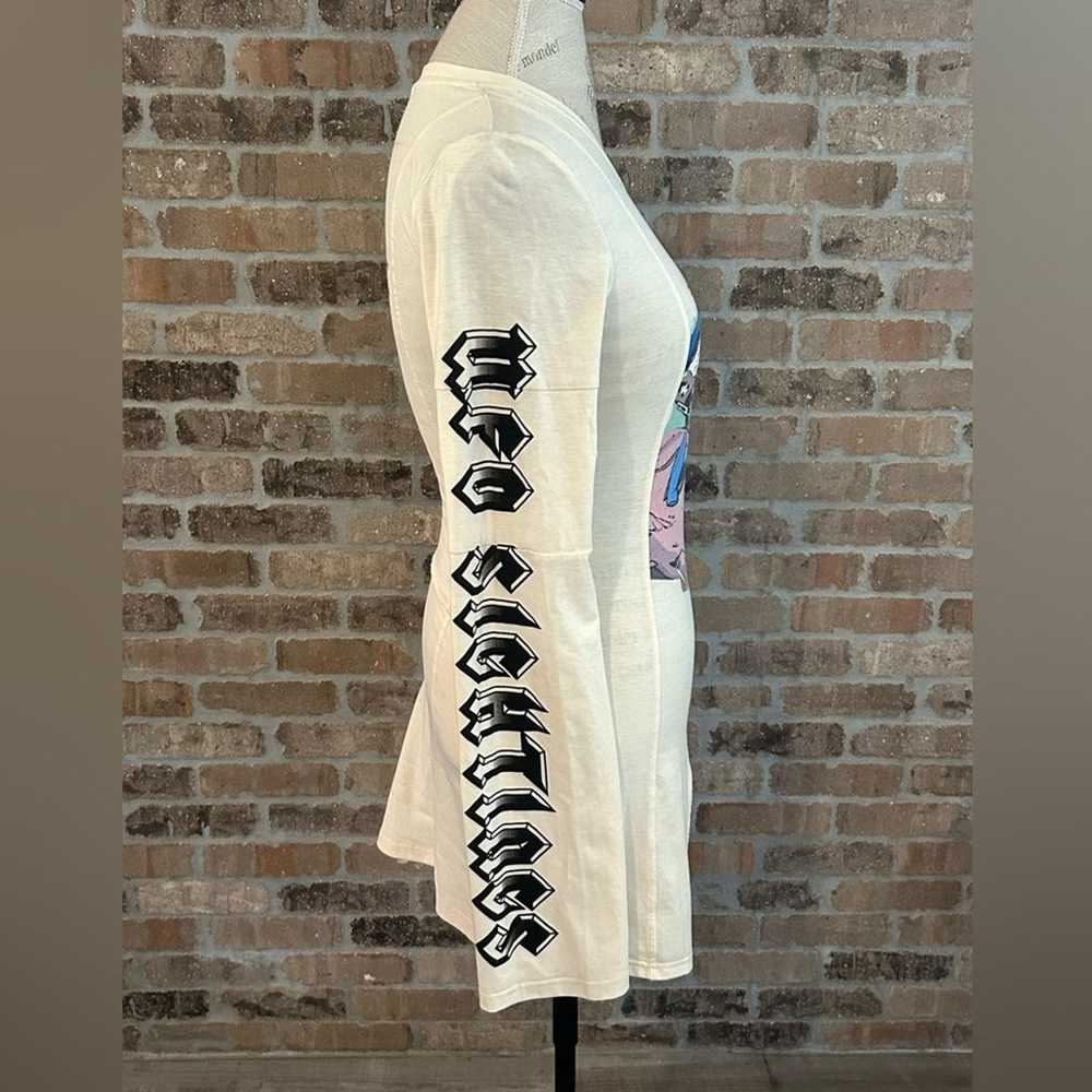 Hmn alns graphic tee dress slit long sleeve white… - image 5