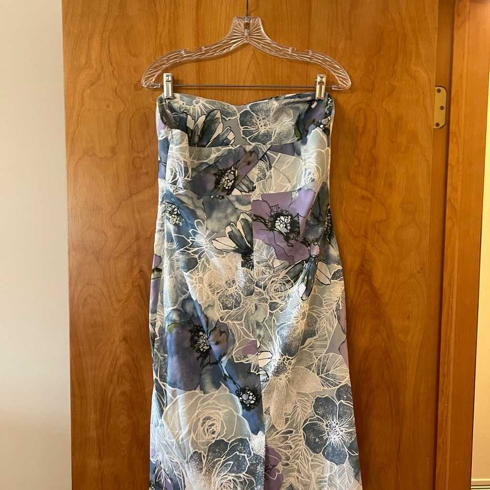 KAREN MILLEN Dress Blue Lavender Floral Strapless… - image 7