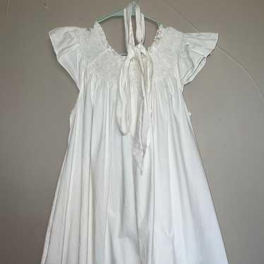 Doen Lovisa Poplin Eyelet Nightgown Dress XS White