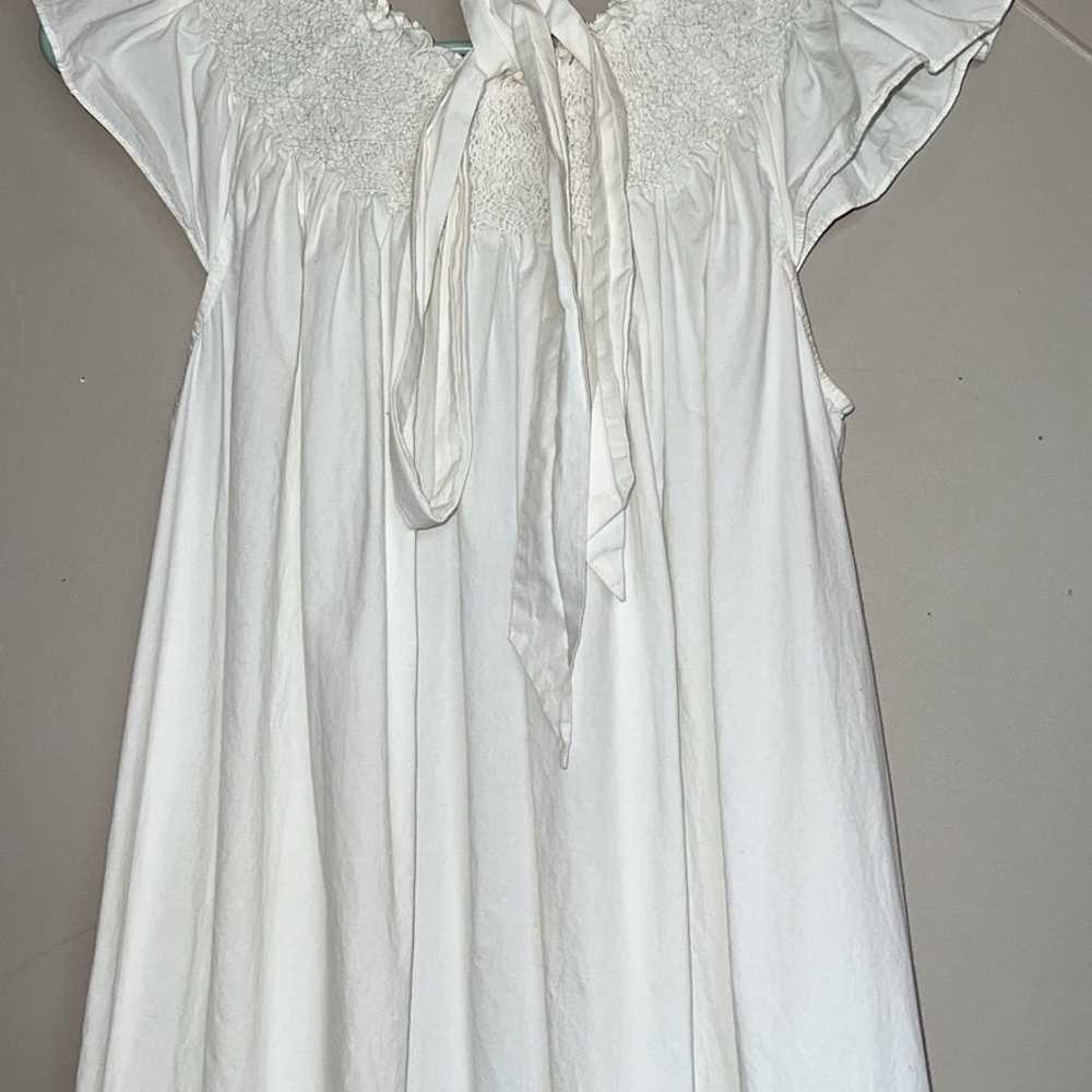 Doen Lovisa Poplin Eyelet Nightgown Dress XS Whit… - image 3