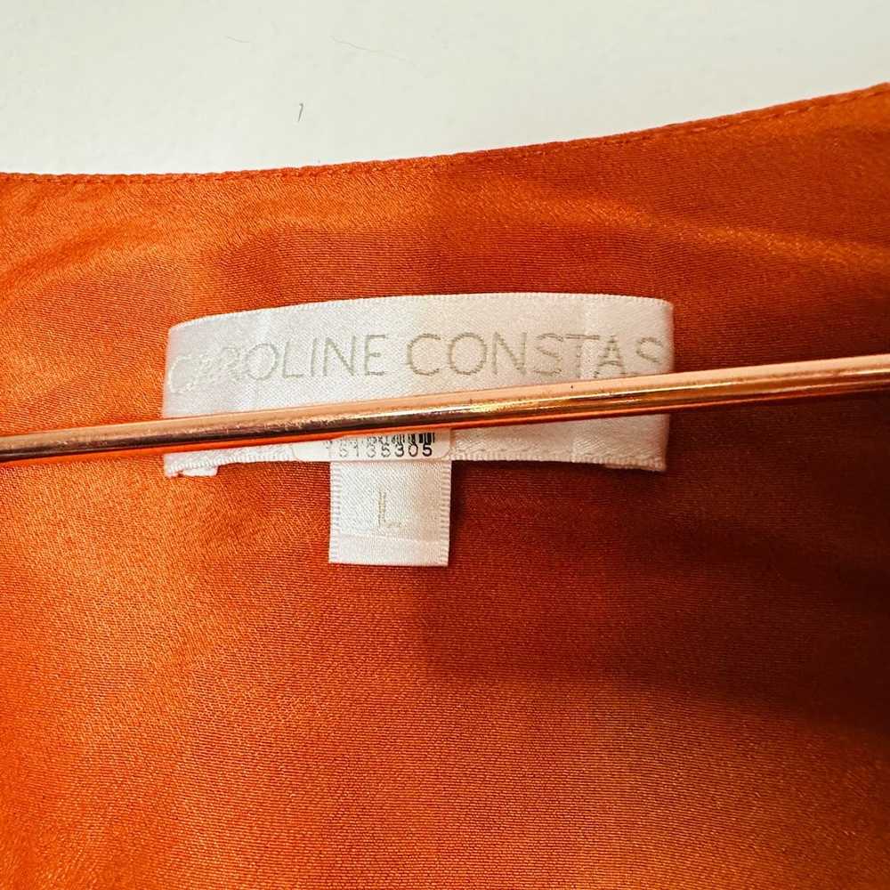CAROLINE CONSTAS 100% Silk Orange Teal Floral Viv… - image 10