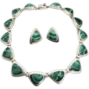 J. Gomes Sterling Silver Malachite Inlay Necklace… - image 1