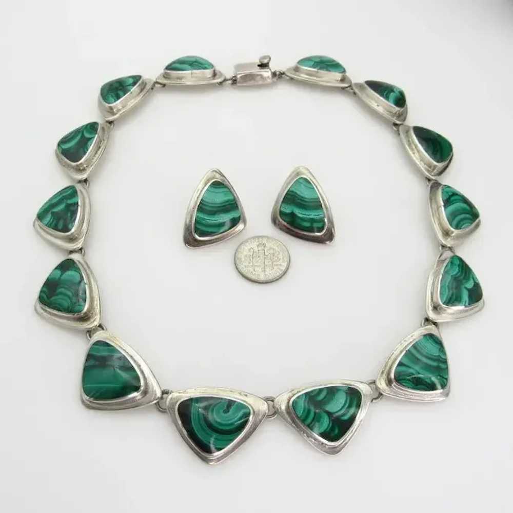 J. Gomes Sterling Silver Malachite Inlay Necklace… - image 2