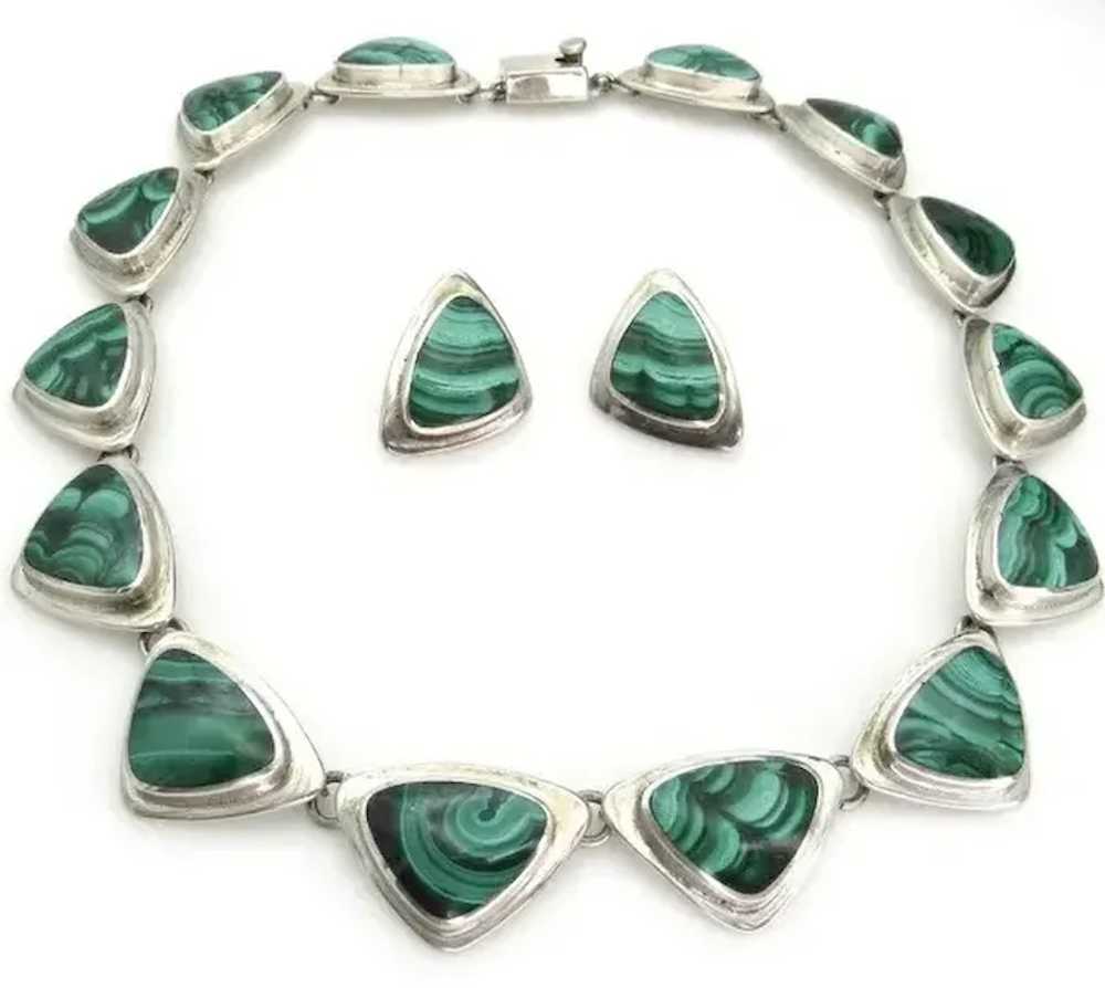 J. Gomes Sterling Silver Malachite Inlay Necklace… - image 4