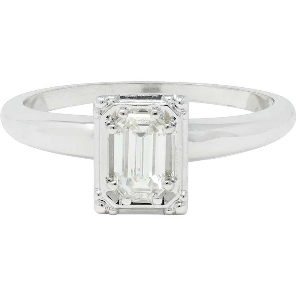 Vintage Mid-Century Emerald Cut Diamond 14 Karat … - image 1