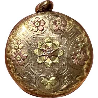 Rare! Elgin Gold Shell Tricolor Forget Me Not & S… - image 1