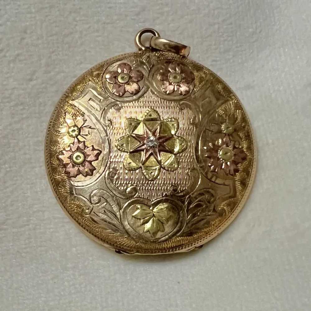 Rare! Elgin Gold Shell Tricolor Forget Me Not & S… - image 3