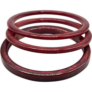 Vintage Bakelite Stacking Bangles Red Spacers Grad