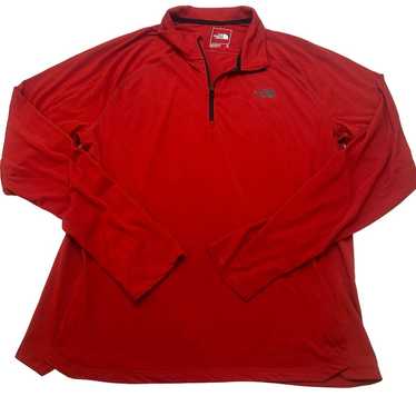 The North Face Red 1/4 zip pull over long sleeve t
