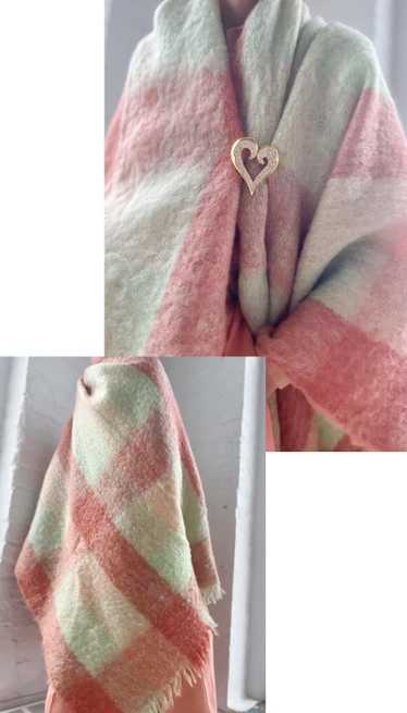 mohair peach & mint giant blanket scarf - image 1