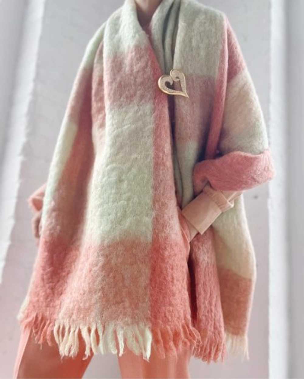 mohair peach & mint giant blanket scarf - image 2