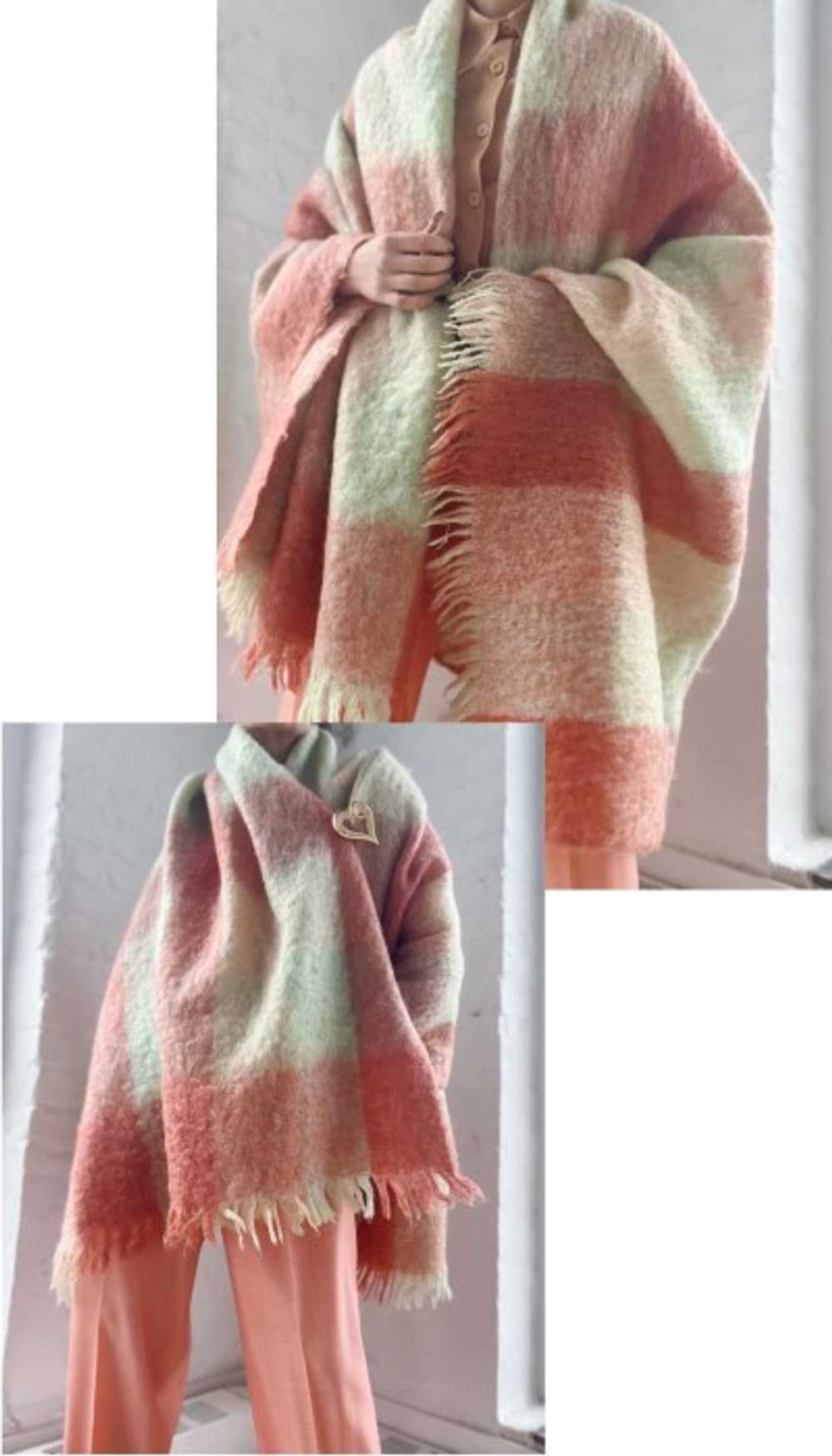 mohair peach & mint giant blanket scarf - image 3